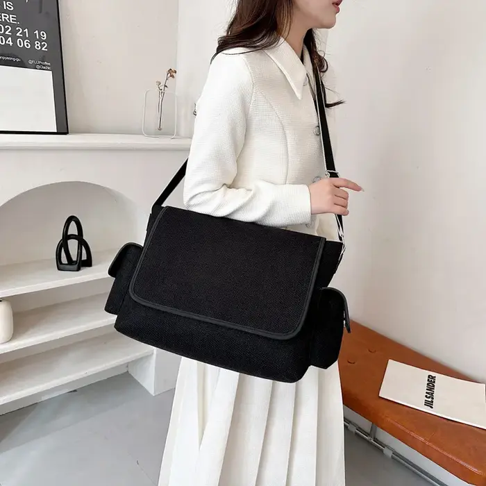 Sac à bandoulière en toile de grande capacité pour femme