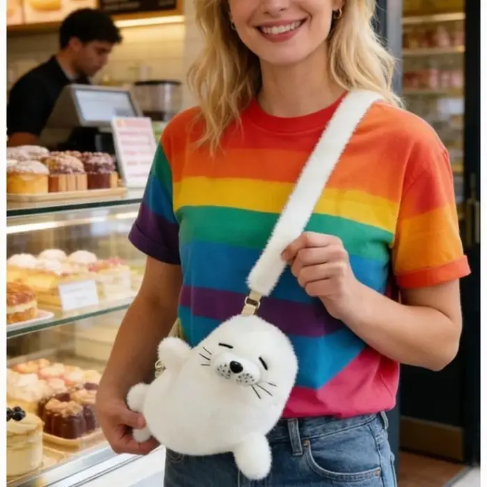 Sac à bandoulière en forme de phoque mignon et épaissi