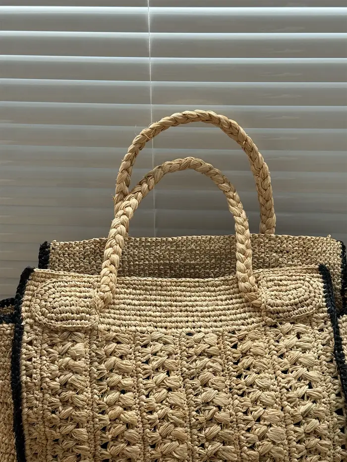 Sac de plage tressé vintage français Lafite, fait main, polyvalent, grande capacité, pour femme, tendance