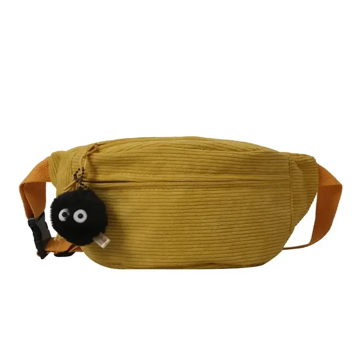 Sac banane femme en velours côtelé et toile