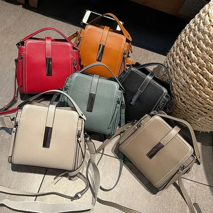 Sac à main polyvalent en cuir véritable de vache pour femmes, couche supérieure, sac à bandoulière d