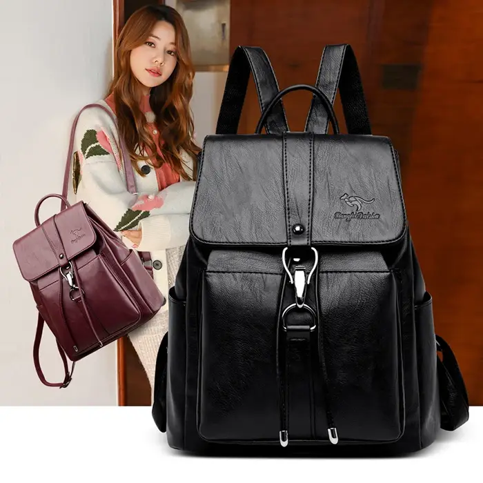 Sac à dos antivol en cuir de grande capacité pour femme