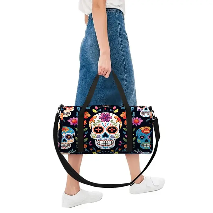 Sac de voyage coloré à grande capacité avec motif de crâne pour garçon/fille