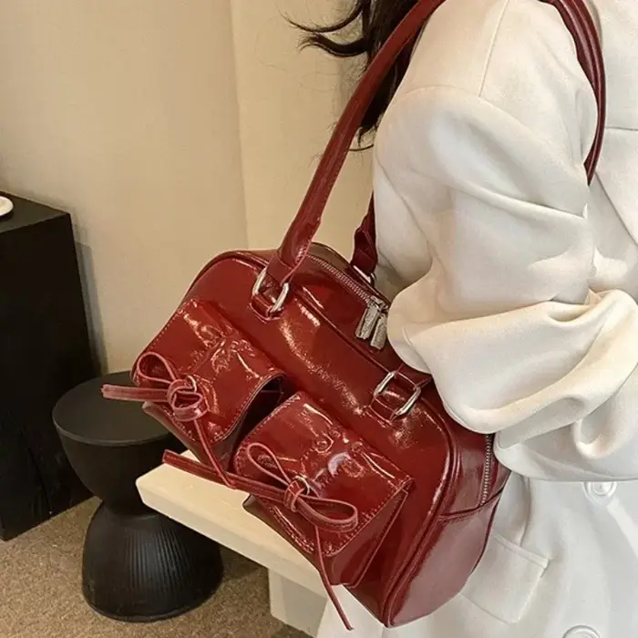 Vintage femmes affaires sacs à bandoulière Simple dames trajet sac fourre-tout en cuir Pu femme sous les bras sac