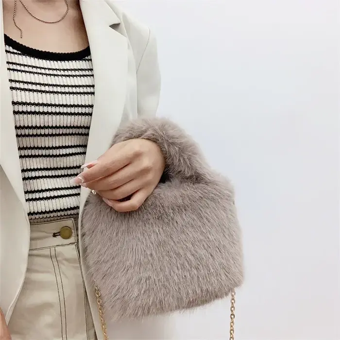 Sac à Main de Luxe en Fausse Fourrure pour Femme