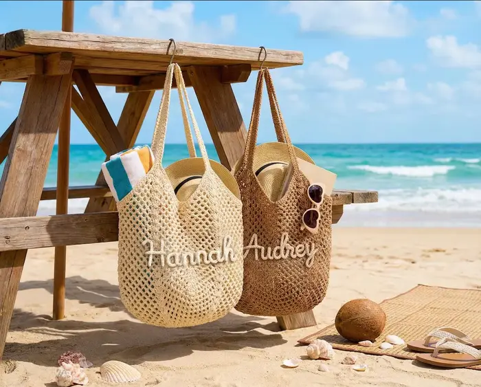 Sac de plage au crochet personnalisé