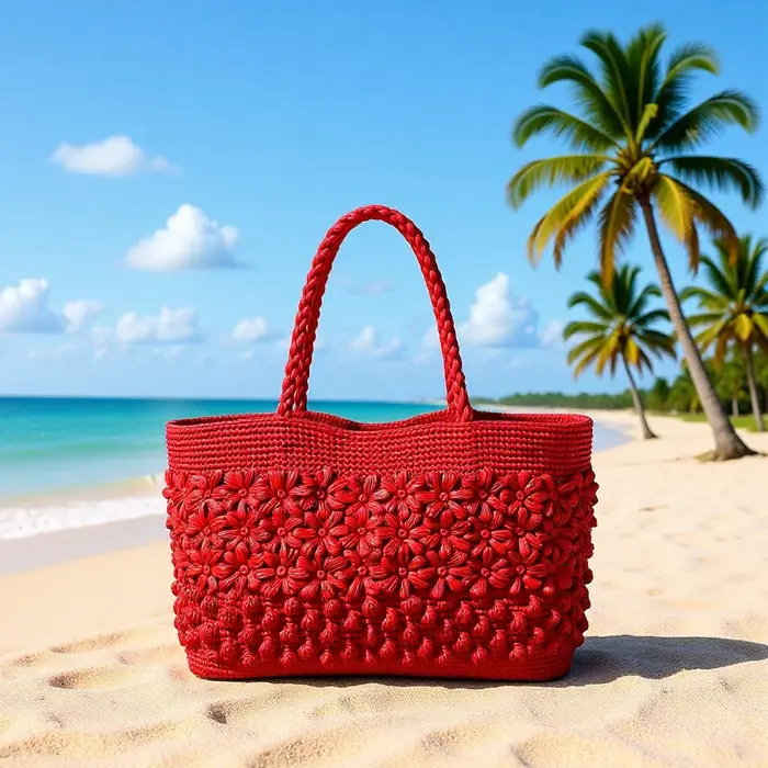 Sac fourre-tout bohème en raphia tressé