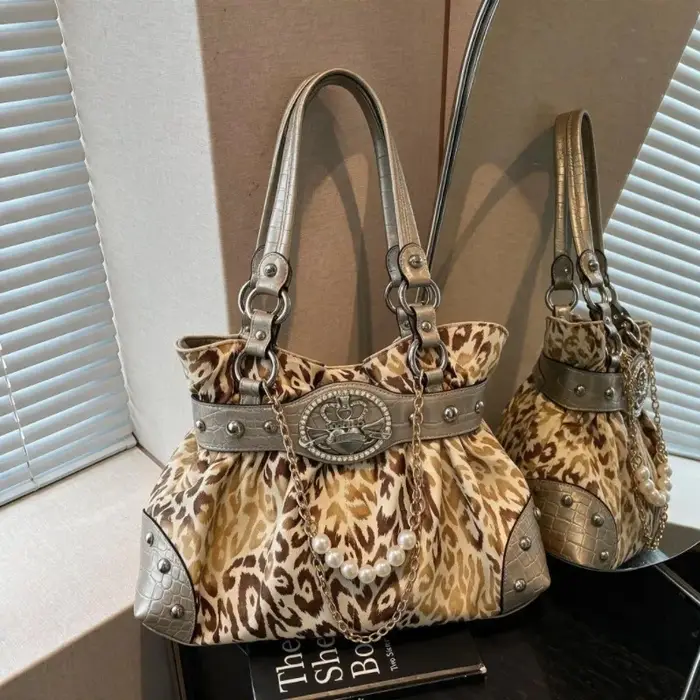 Sac à main et sac à bandoulière imprimé léopard, sac de créateur, Bolsos Mujer, sac à bandoulière rétro à grande capacité, sac à main pour femme