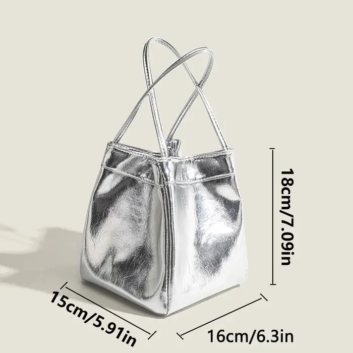 Sac seau argenté pour femmes