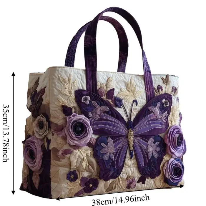 Sac fourre-tout matelassé à motifs papillons pour femmes