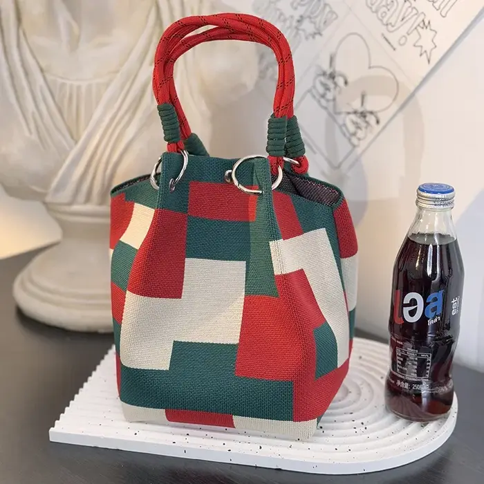 Sac seau tricoté pour femmes, mignon, Design de dessin animé, sac à main de grande capacité, fourre-