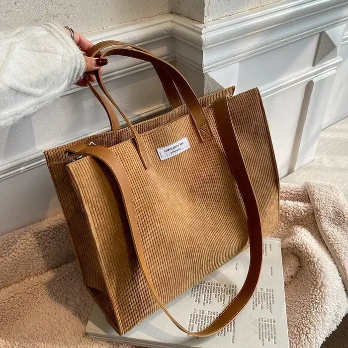 Sacs à Main Vintage en Velours Côtelé pour Femme