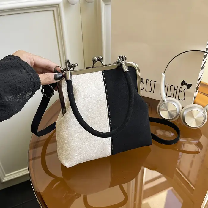 Sac carré de petite taille de couleur contrastée haut de gamme pour femmes