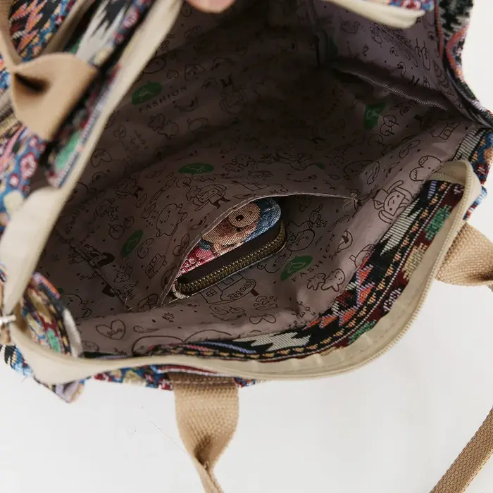 Sac fourre-tout en tissu jacquard tricoté épais pour femme