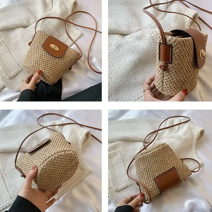 Mini sac en paille fait main pour femmes