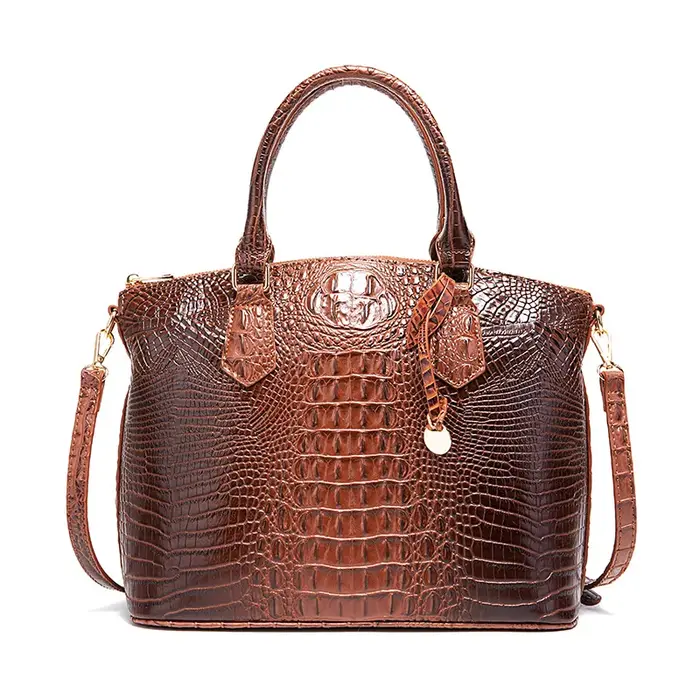 Sac à main vintage pour femme en cuir gaufré crocodile avec poignée supérieure et bandoulière