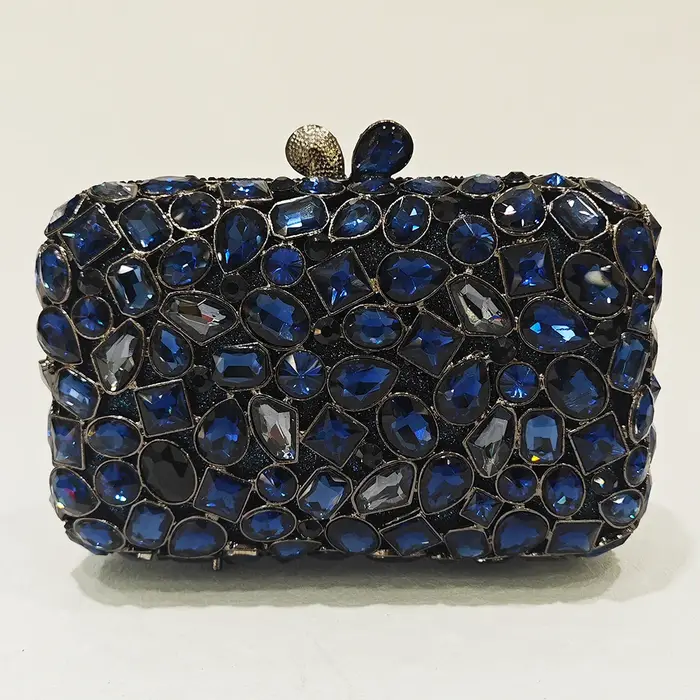 Sac à Main de Luxe en Pierre Argent/Or/Bleu