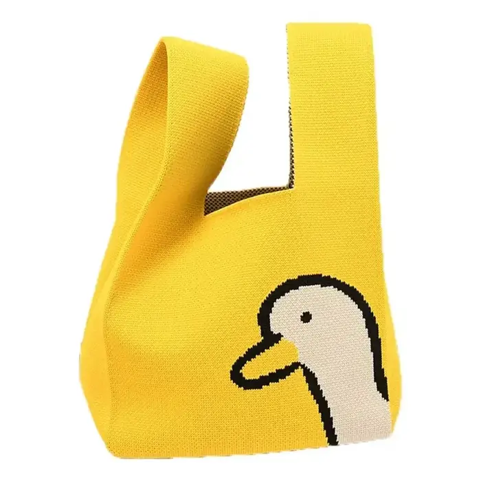 Sac à main en tricot de chat pour filles, sacs de shopping faits à la main, sac de poignet à nœud, h