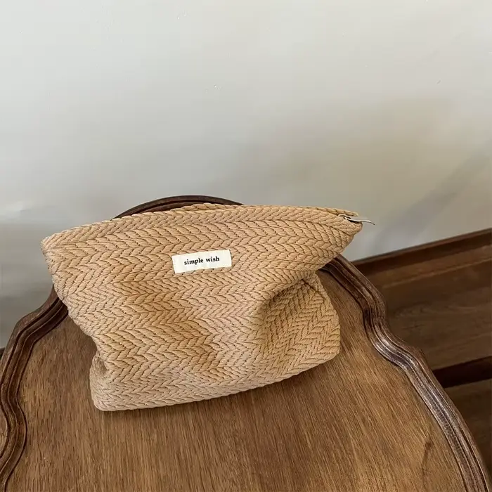 Trousse de maquillage en tissu tissé pour femmes
