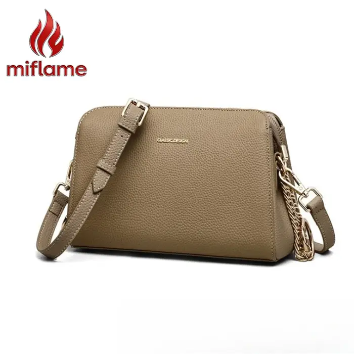 Sac à bandoulière en cuir véritable pour femme avec sangle réglable