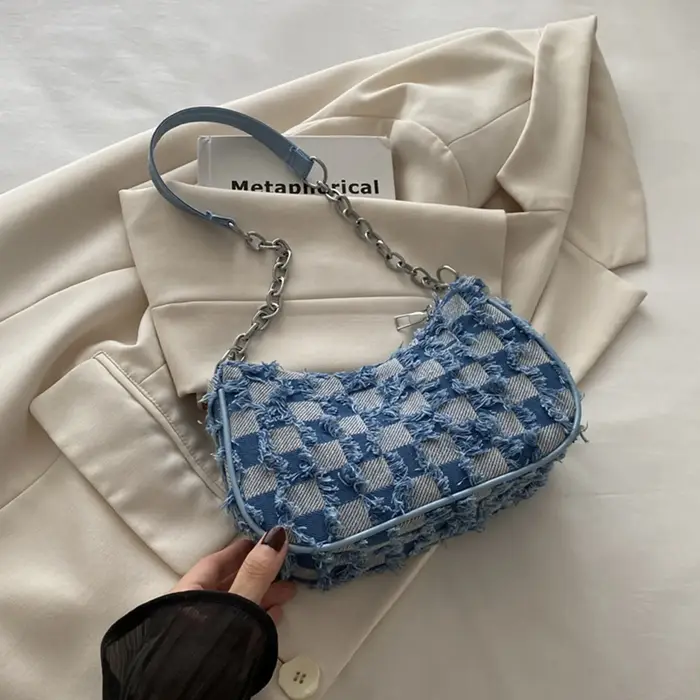 Sac décontracté en Denim délavé rétro pour femmes