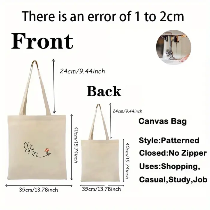 Sac à main en toile crème avec motif papillon