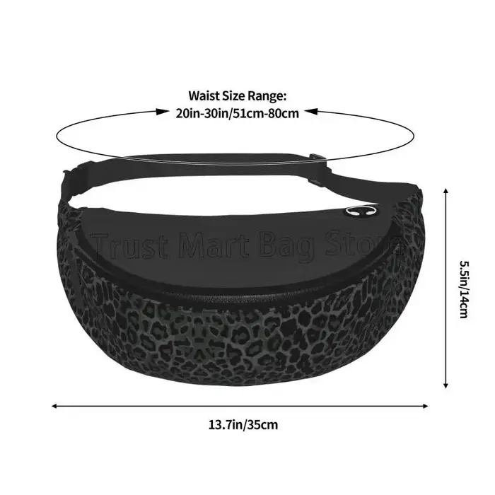 Sac banane imprimé léopard noir pour hommes et femmes