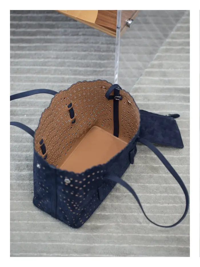 Nouveau sac de Shopping fourre-tout en cuir avancé vague évider panier rétro daim sac incliné à band