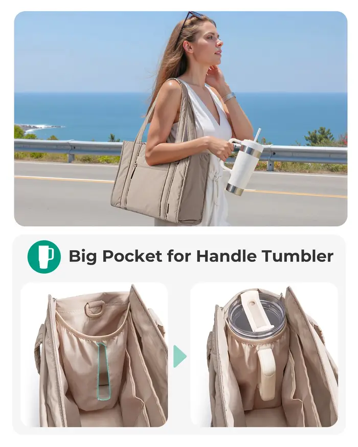 BAGSMART Sac fourre-tout pour femme pour voyage, travail, collège, grande capacité, décontracté, pour les déplacements, sac à bandoulière léger avec fermeture éclair
