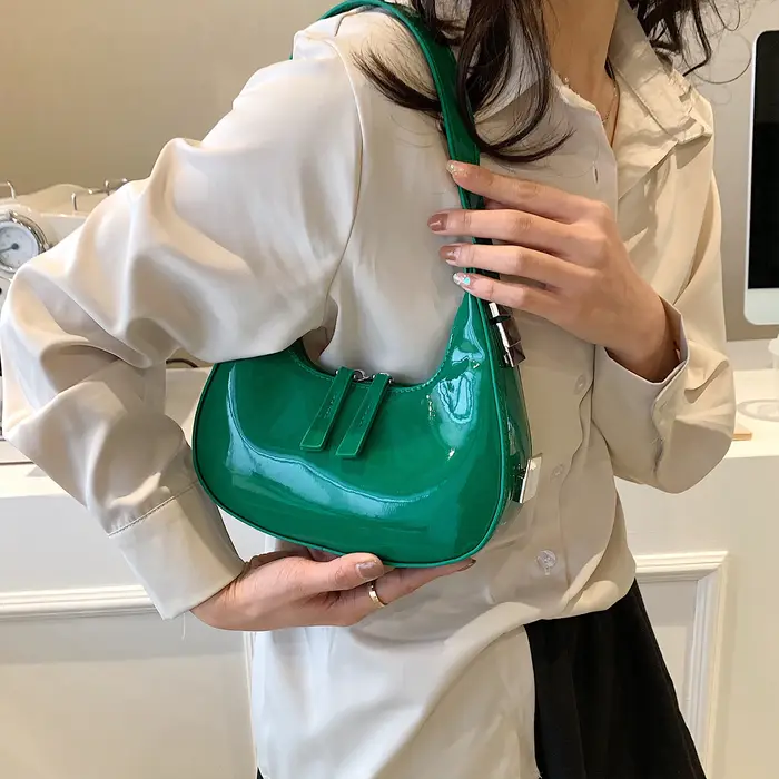 Sac à main demi-lune vintage en cuir PU pour femmes et filles