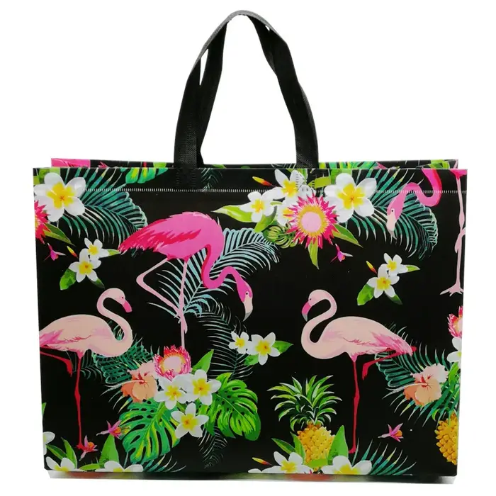 Sac d'épicerie en tissu Non tissé, fourre-tout pliable réutilisable, pochette de voyage fleur flaman