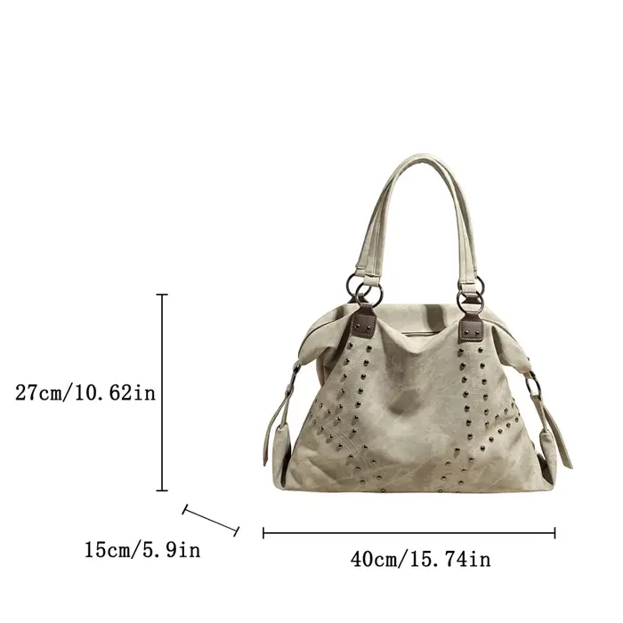 Y2K tendance grande capacité sac fourre-tout pour femmes 2025 automne/hiver trajet sac à bandoulière Vintage en cuir Pu sac à main Rivet Moto sacs