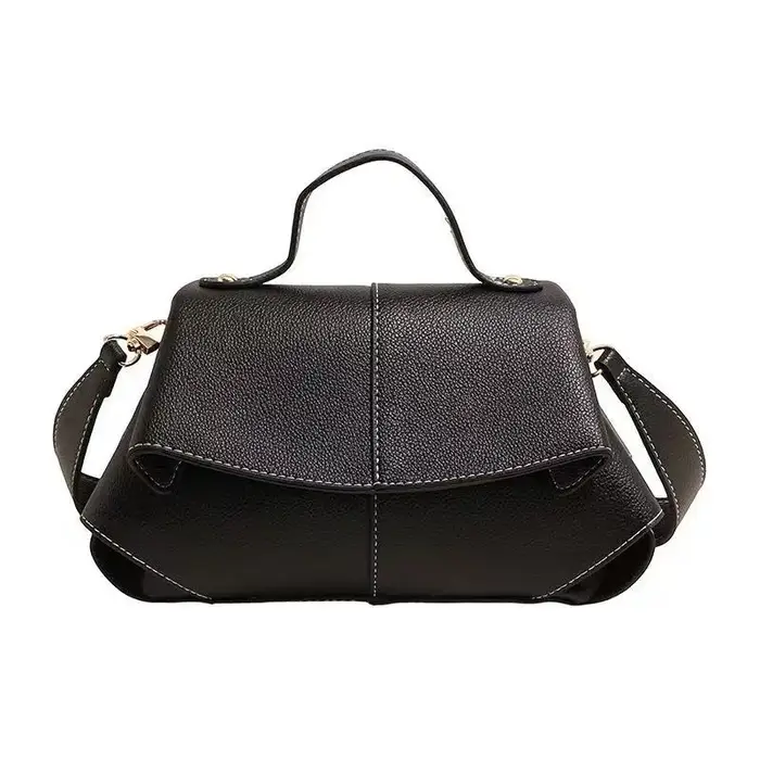 Sac à main en cuir souple grainé litchi marron pour femme
