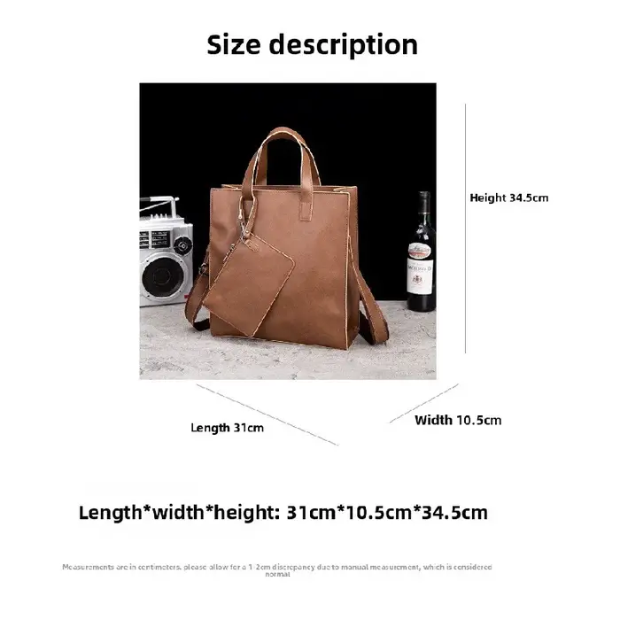 Sac fourre-tout vintage en cuir PU style vertical - Sac à bandoulière tendance pour homme, sac à l'épaule