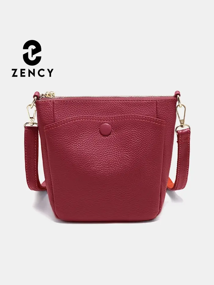 Zency Laides-Sac à main en cuir de vachette souple pour femme, petit sac à bandoulière décontracté, 
