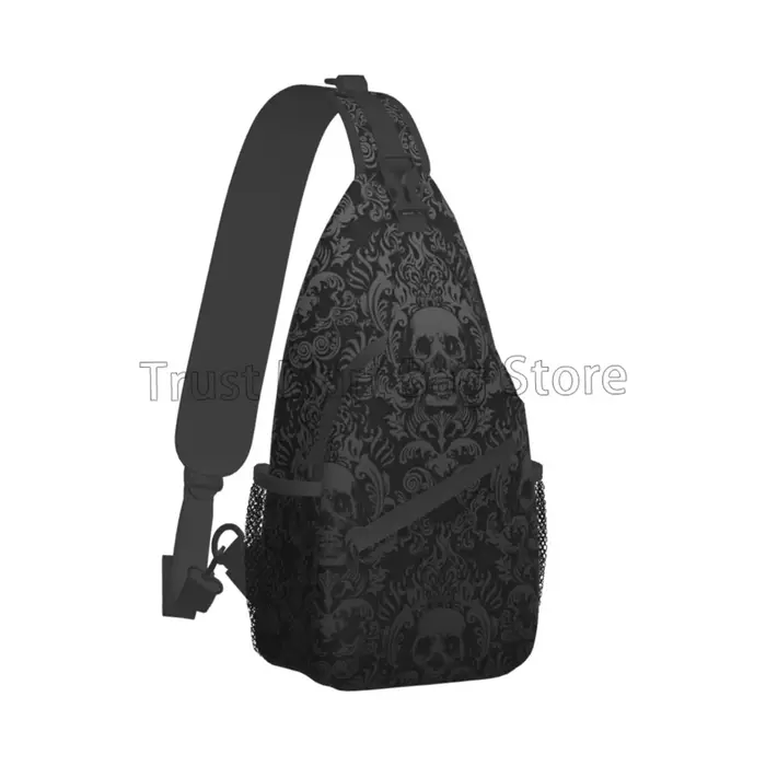 Vintage noir gothique crâne damassé sac à bandoulière sac