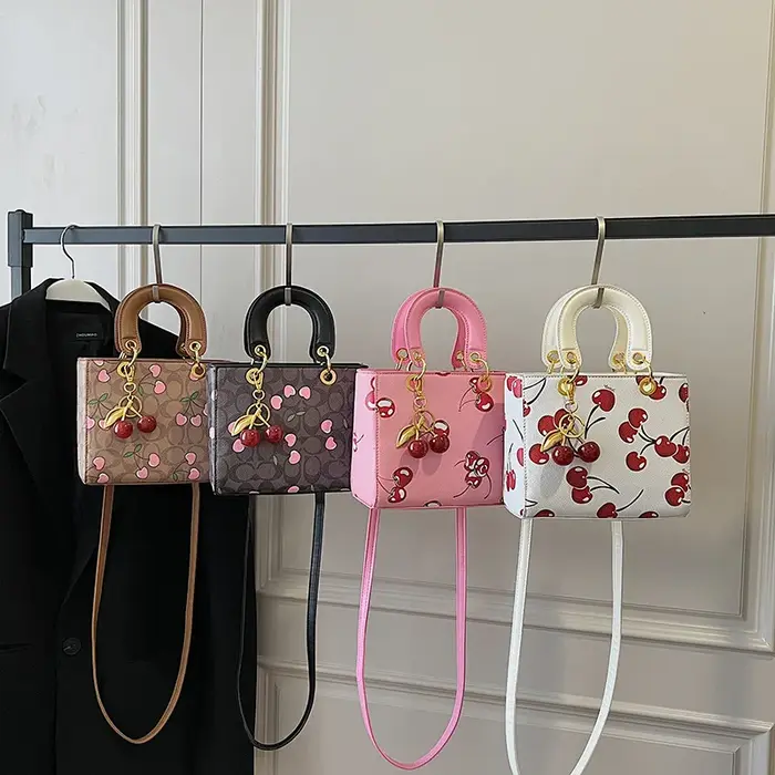 Nouveau Sac Bandoulière Portable à Motif Cerise 2026 pour Femme, Sac Fourre-tout et Sac Seau Tendanc
