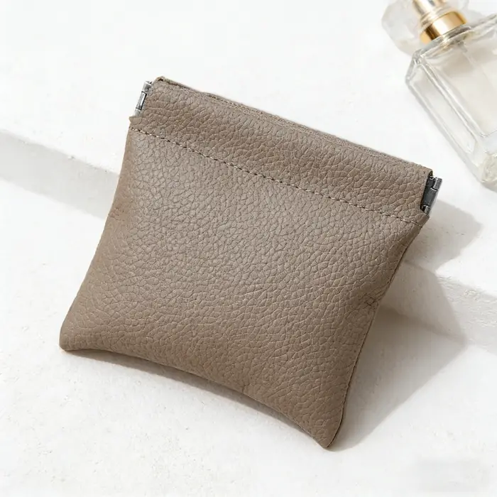 Pochette de rangement en cuir PU à fermeture à pression BUYLEMO Litchi Grain