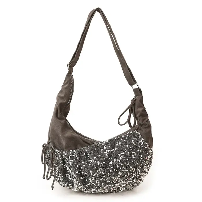 Sac à bandoulière à paillettes argentées pour femmes