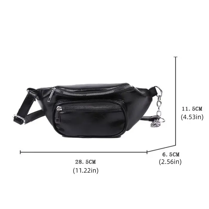 Sacs banane en PU, sac de poitrine en cuir PU de couleur unie pour femme