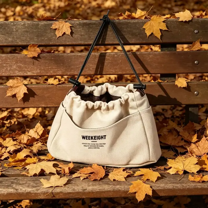 Sac à cordon en toile avec doublure intérieure multi-poches