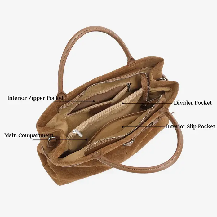 Porte-documents surdimensionné en cuir suédé pour femmes, sac à bandoulière spacieux, sac à main de