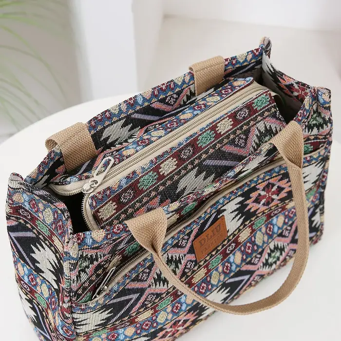 Sac fourre-tout en tissu jacquard tricoté épais pour femme
