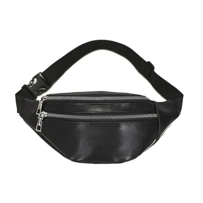 Fanny Packs Sac de taille avec poches zippées Ceinture réglable en cuir PU pour hommes et femmes Voy