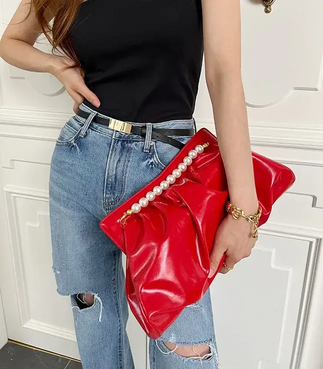 Pochette de Soirée Élégante pour Femme avec Chaîne de Perles