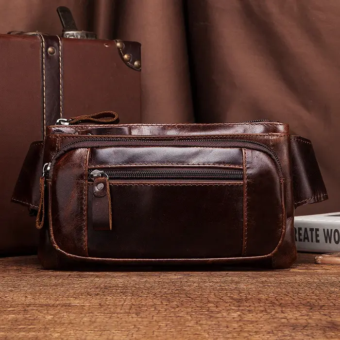 KAVIS Sac messager pour homme en cuir