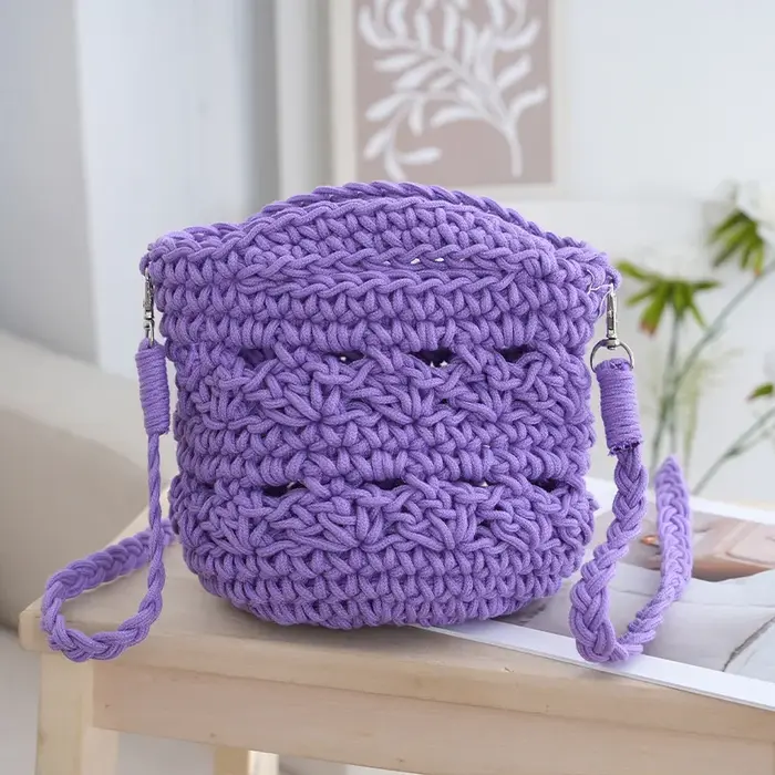 Sac à main chic pour femme, petit format, nouvelle collection automne, en coton crocheté, sac à band