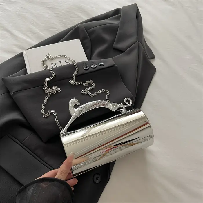 Animaux léopard poignée en métal pochette de soirée à la mode sac à main de fête dame de haute qualité acrylique épaule