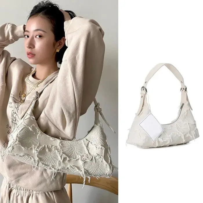 Sac fourre-tout à bandoulière en toile avec design patchwork