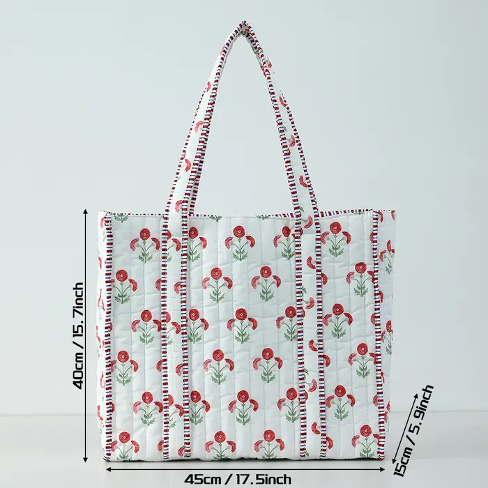 Sac fourre-tout matelassé à fleurs pour femmes